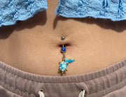 Turquoise Sea Turtle & Dolphin Fin Belly Ring