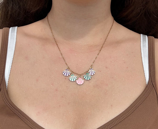 Pastel Seashell Charm Necklace