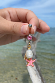 Pink Starfish & Pearl Belly Ring