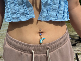 Turquoise Sea Turtle & Dolphin Fin Belly Ring