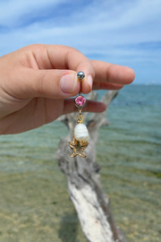 Pink Starfish & Pearl Belly Ring