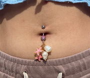 Pink Starfish & Pearl Belly Ring
